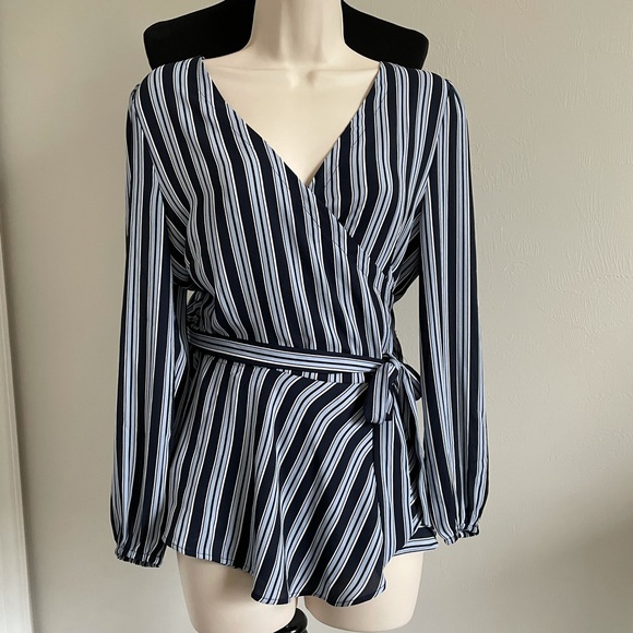 LOFT Tops - Loft Striped Wrap Blouse